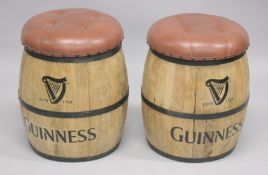 A PAIR OF NOVELTY GUINNESS BARREL SEATS. 1ft 9ins high.
