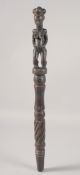 A TRIBAL CARVED WOOD CHIEF'S STAFF 17ins long