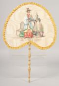 A CHINOISERIE FABRIC FAN.