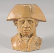 A DOULTON AND WATTS LAMBETH POTTERY NAPOLEON BUST VASE. 7ins high.