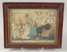 AN 18TH CENTURY POLITICAL COLOUR PRINT. The Moor of Kings Evil.