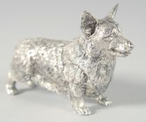 A PLATED CORGI DOG. 9cm