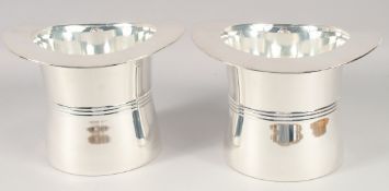 A PAIR OF PLATED 'TOP HAT' WINE COOLERS. 7