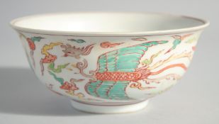 A CHINESE IRON-RED AND GREEN BOWL. 6ins diameter