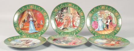 A SET OF SIX LIMOGES PLATES, LE SOUVENIR JOSEPHINE et NAPOLEON. 8ins diameter.