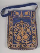 A TURKISH EMBROIDERED VELVET BAG.