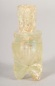 A NISHAPUR ROCK CRYSTAL BOTTLE, the neck with traces of lustre, 7.5cm high.