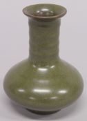 A CHINESE GREEN GLAZE BOTTLE VASE.