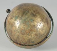 A FINE ISLAMIC ENGRAVED BRASS CELESTIAL GLOBE, 12cm diameter.