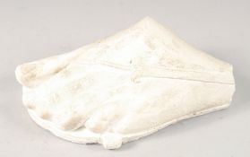 A PLASTER CAST OF A ROMAN FOOT. 6.5ins high.