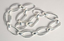 A HEAVY OVAL LINK SILVER NECKLACE.