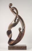 A LARGE ABSTRACT BRONZE FIGURAL GROUP. 35ins high.