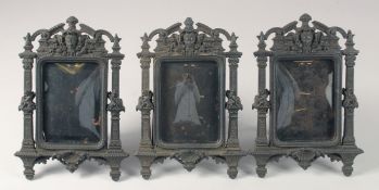 THREE METAL PHOTOGRAPH FRAMES. 11ins x 7ins
