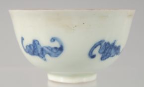 A CHINESE PORCELAIN TEA BOW painted with bats 8cm diameter.