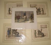 [EQUESTRIAN] 5 x h-col'd prints of dressage scenes, 4 mounted, all unframed (5).