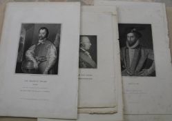 [PORTRAITS] small folder of portrait engravings of Drake, Raleigh & others (Q).