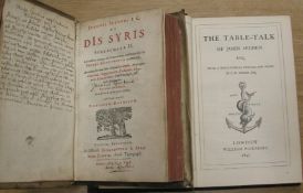 [SELDEN (John)] De Dis Syris Syntagmata II, 8vo, vellum, [Leiden] Bonaventurae & Elsevir, 1629 (