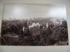 [PHOTOGRAPH ALBUM] obl. folio red leather album (rubbed) with 17 mounted photos of Edinburgh, 2 of
