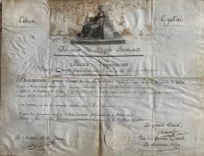 NAPOLEON BONAPARTE, a vellum document with engraved vignette SIGNED by 
