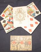 A trompe l'oeil watercolour of playing cards in the manner of Thomas Rowlandson, u/f., & a single