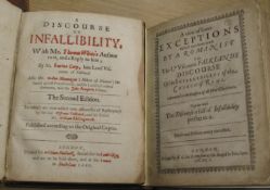CARY (Lucius, Lord Viscount Falkland) A Discourse of Infallibility, sm. 4to, pp. [2], 14, [14], [8],
