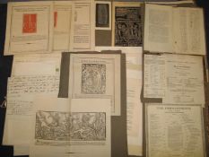 BIBLIOGRAPHICAL INTEREST, misc. printed material, facsimile letters, but with some manuscript,
