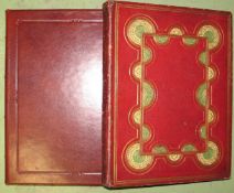 BLANK BOOKS, an empty early 19th c. small 4to red morocco bound scrap book; & a modern blank book (