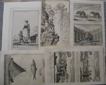 [TRAVEL] an ink sketch on card, inscribed verso 