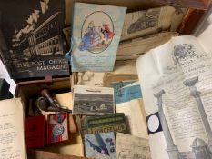 [POST OFFICE / ROYALTY / FREEMASONRY] diverse collection of ephemera, etc., incl. a wooden Dunhill