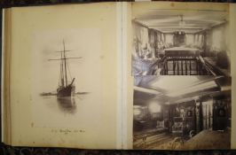 [PHOTOGRAPH ALBUM] folio half morocco, album ex-lib Agatha Royds Greene, with mounted photos of