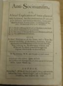 [SOCINIANISM] CHEWNEY (N.) Anti-Socinianism, 2 parts in 1, sm. 4to, pp. [6], 123 [1, blank], [8],