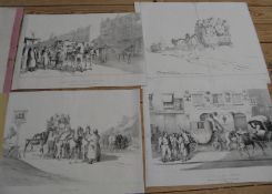 [HORSES, COACHING] 4 x Hullmandel lithographs after C. C. HENDERSON, incl. 1 proof with some penwork