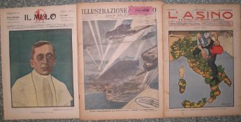 [ILLUSTRATION] 2 Italian periodicals & 1 front cover, one showing GIBRALTAR (3).