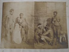 [TRIBAL AFRICA] 19th c. composite double image of Zulus [?], 5 x 7 inches, u/f. on partial album