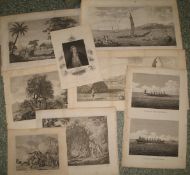 [PRINTS] misc. prints relating to CAPTAIN COOK & his voyages, unframed (8).