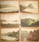 JERSEY watercolours: six small watercolours, 8 x 11 cms, on card, with details in pencil on the