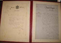 [MILITARY] a folio red morocco blotter (rubbed) with, pasted on inside covers, printed and