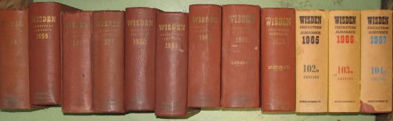 [CRICKET] coll'n of Wisden's Almanacs, 1954, 1955, 1958 - 1967 (12).