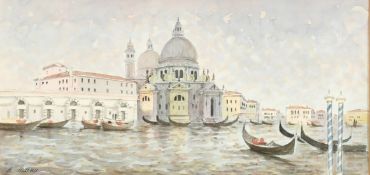Continental School 20th Century, Venice from the lagoon, pencil and watercolour, indistinctly