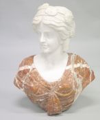 A good Italian carved two colour marble bust of a classical lady, 22