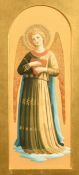 Italian School 19th Century, in the style of Fra Angelico, an angel playing a zither, watercolour