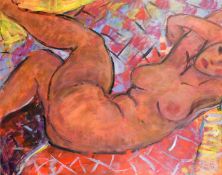 Kanwaldeep Singh Kang, signed Nicks (1964-2007) British, A reclining female nude lying on a