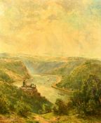 Gustav Behre (1903-1973), A hilltop river landscape, oil on board, signed and dated 1967, 23.75