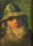 R. Herrman RSA, a head study of a fisherman, oil on panel, signed, 8