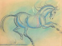 Continental School (Mid-19th Century), A circus horse, coloured chalks, indistinctly signed, 15.5