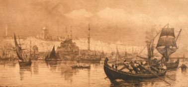Tristram Ellis (19th Century) A view of the Golden Horn, Constantinople, etching, signed in pencil