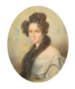 Mid-19th Century English School, A head and shoulders study of a lady, pastel, 17