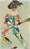 Franceschini (Italian 20th Century), Figures for the Commedia Del Arte, oils on board, both signed