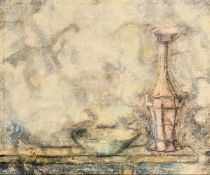 Arturo Peyrot (1908-1993) Spanish, 'Bottiglia Rossa' a still life study, mixed media on canvas,