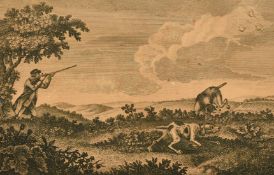 J. June, A set of four 18th Century line engravings of shooting subjects, each 6.5
